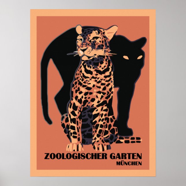 Vintage style Munich Zoo Poster (Front)