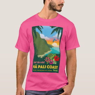 Vintage-Style Napali Coast Travel Poster T-Shirt