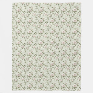 Vintage style neutral floral pattern fleece blanket
