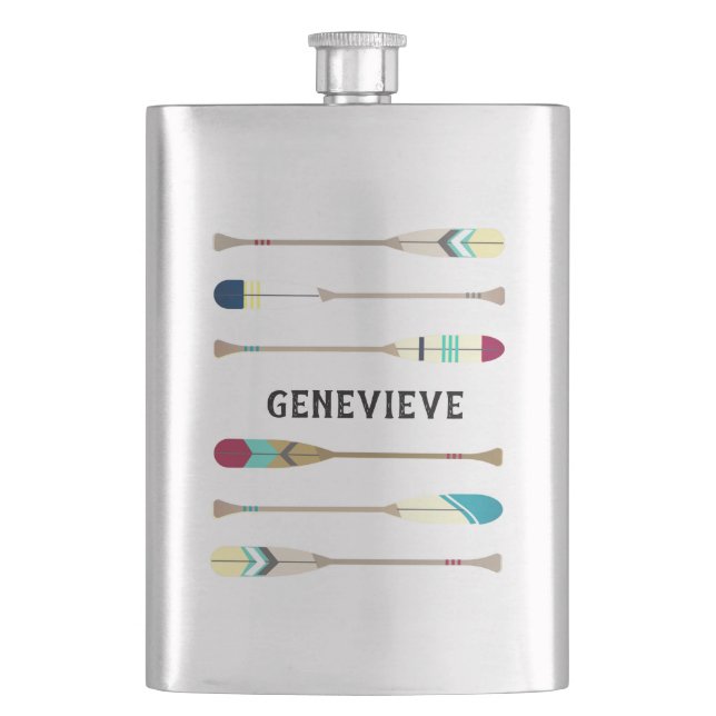 Vintage-style Oars Hip Flask (Front)