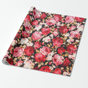 Vintage style of tapestry flowers fabric pattern wrapping paper