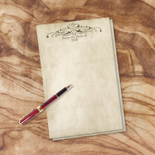 Vintage Style Old Parchment Personalised Monogram Stationery