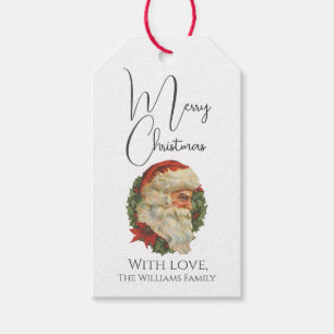 Vintage Style Old Santa Claus Merry Christmas Gift Tags