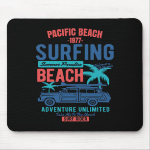 Vintage Style Pacific Beach California Surfing Mouse Pad