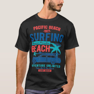 Vintage Style Pacific Beach California Surfing T-Shirt