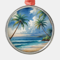 Vintage Style Palm Trees Exotic Islands Travel Art