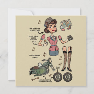 Vintage Style Paper Doll Kit Adventure Invitation