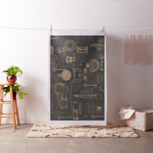 Vintage Style Paris   Old Script   Cottage Style   Fabric