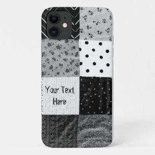 vintage style patchwork fabric design black white iPhone 11 case