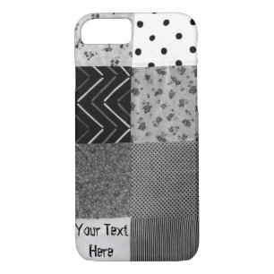 vintage style patchwork fabric design black white Case-Mate iPhone case