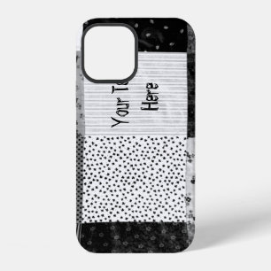 vintage style patchwork fabric design black white iPhone 12 case