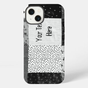 vintage style patchwork fabric design black white iPhone 13 case