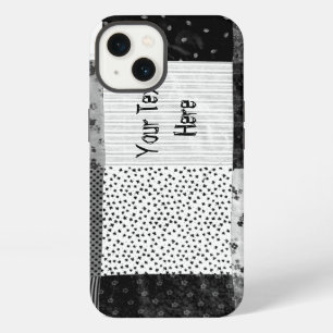 vintage style patchwork fabric design black white iPhone 13 case
