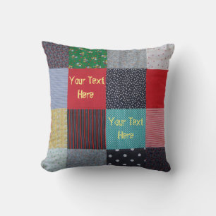 vintage style patchwork fabric design colourful cushion
