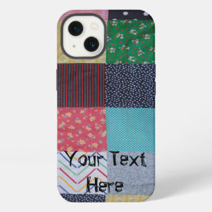 vintage style patchwork fabric design colourful iPhone 13 case