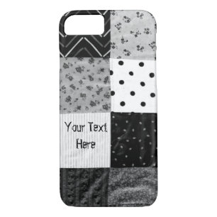 vintage style patchwork squares black white Case-Mate iPhone case