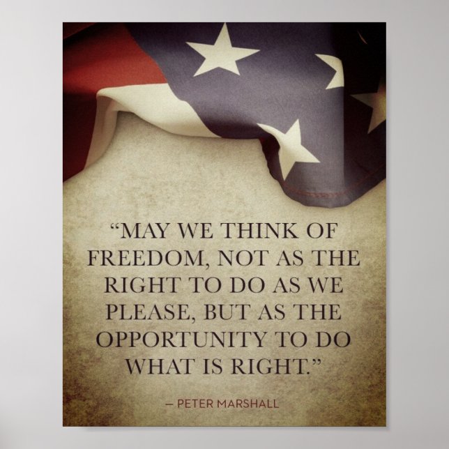 Vintage Style Patriot American Flag Freedom Quote Poster (Front)