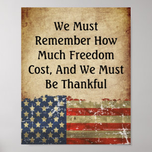 Vintage Style Patriot American Flag Freedom Quote Poster