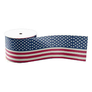 Vintage Style Patriotic American Flag Grosgrain Ribbon