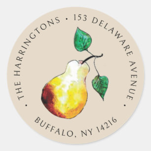 Vintage Style Pear Hand-Drawn Return Address Label