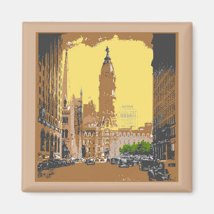Vintage Style Philadelphia City Hall Magnet
