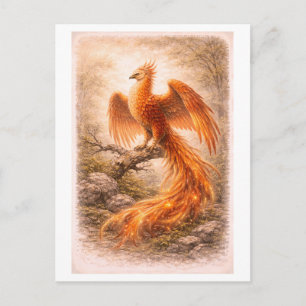 Vintage-Style Phoenix (Myth Series) Illustration Postcard