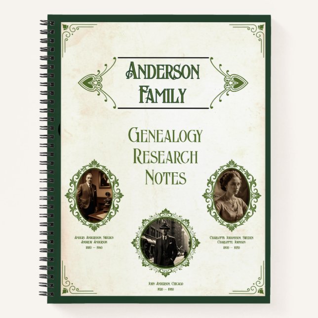 Vintage style Photo Genealogy Research  Notebook (Front)
