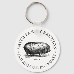 Vintage Style   Pig Roast Event   Family Reunion Key Ring