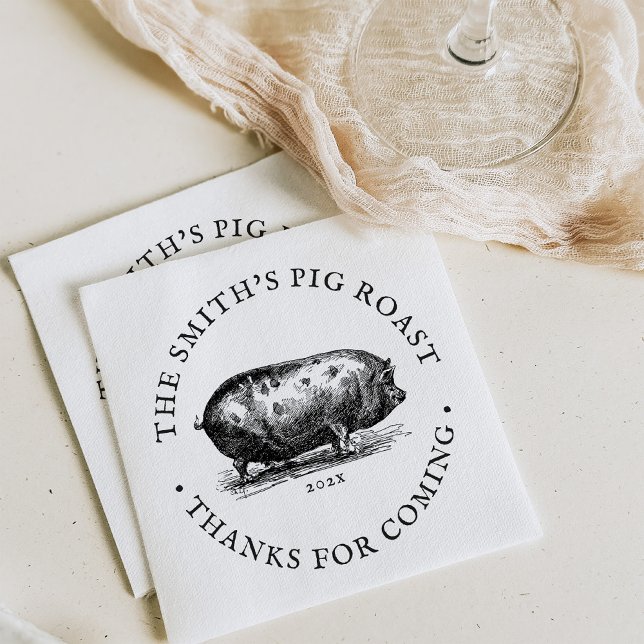 Vintage Style | Pig Roast Event | Family Reunion Napkin (Creator Uploaded)