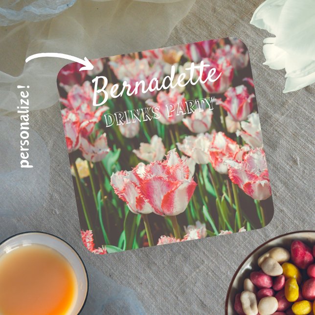 Vintage style pink fringed tulips  coaster (Creator Uploaded)