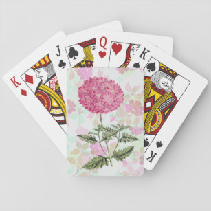 Vintage Style Pink Hydrangea Playing Cards