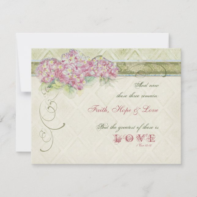 Vintage Style Pink Hydrangea - Save the Date Card (Front)