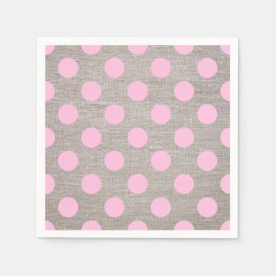 Vintage Style Pink Polka Dots on Burlap Napkin