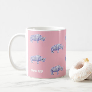 Vintage style pink Rhino mug by John Dyer