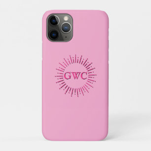 Vintage Style Pink Sun Burst  Custom Monogram Case-Mate iPhone Case