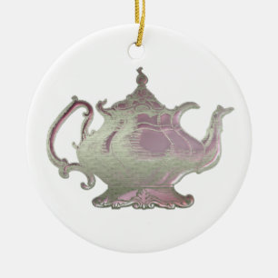 Vintage Style Pink Teapot Ceramic Tree Decoration