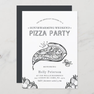 Vintage Style Pizza Party   Birthday Invitation