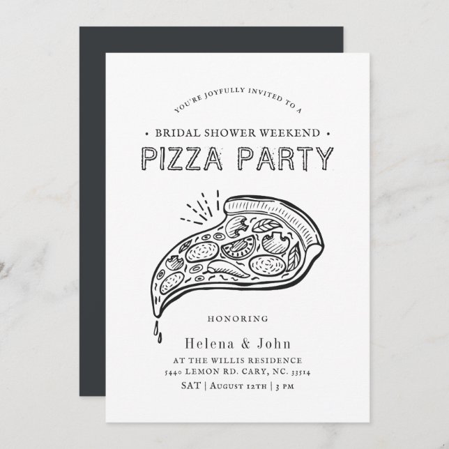 Vintage Style Pizza Party | Bridal Shower Invitation (Front/Back)