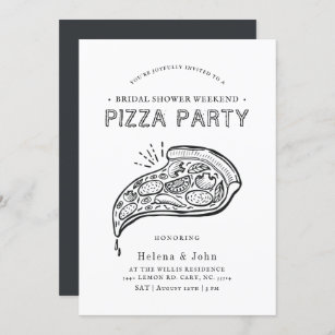 Vintage Style Pizza Party   Bridal Shower Invitation