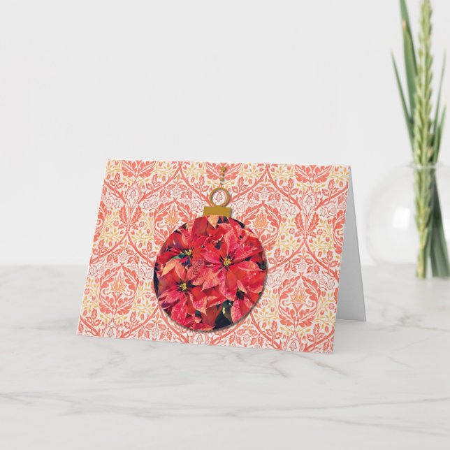 Vintage Style Poinsettia Christmas Card (Front)