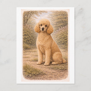 Vintage-Style Poodle Postcard