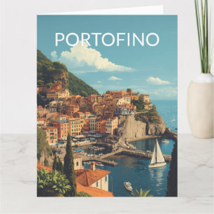 Vintage Style Portofino Genova Italy Card