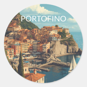 Vintage Style Portofino Genova Italy Classic Round Sticker