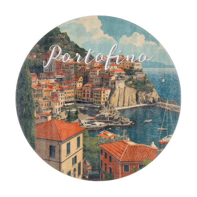 Vintage Style Portofino Genova Italy Cutting Board (Front)