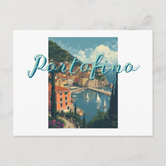 Vintage Style Portofino Genova Italy Holiday Postcard