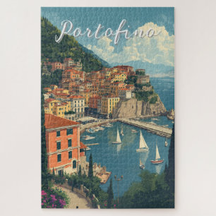 Vintage Style Portofino Genova Italy Jigsaw Puzzle