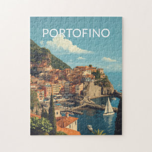 Vintage Style Portofino Genova Italy Jigsaw Puzzle