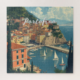 Vintage Style Portofino Genova Italy Jigsaw Puzzle