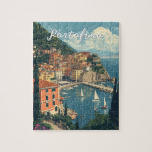 Vintage Style Portofino Genova Italy Jigsaw Puzzle