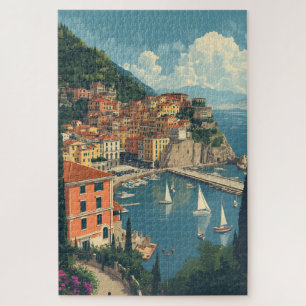 Vintage Style Portofino Genova Italy Jigsaw Puzzle